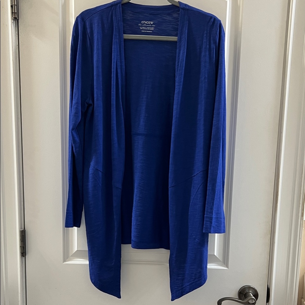 Chico’s Royal Blue Draped Cardigan